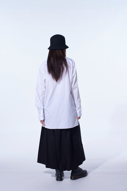 COTTON BROAD ASYMMETRICAL FRILL SHIRT