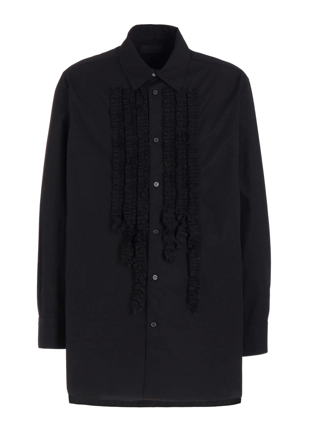 COTTON BROAD ASYMMETRICAL FRILL SHIRT