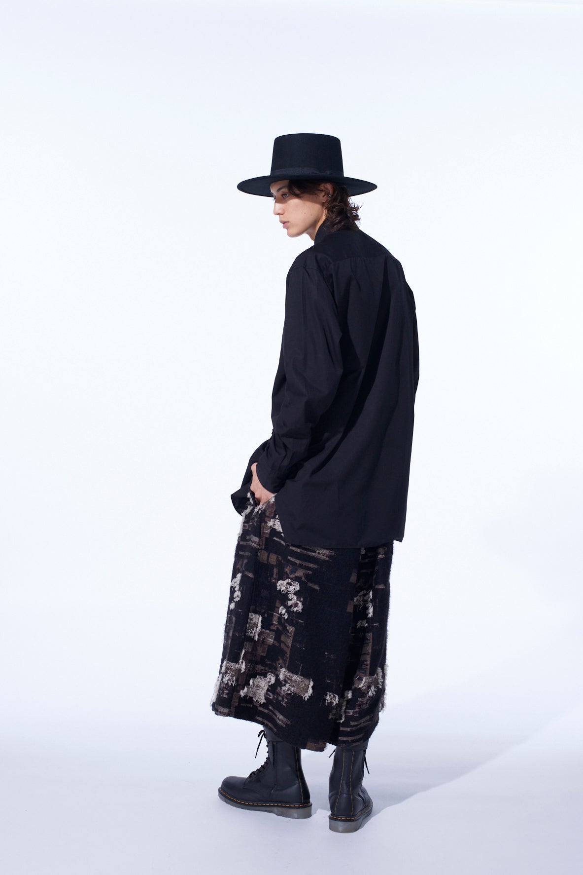 COTTON BROAD ASYMMETRICAL FRILL SHIRT