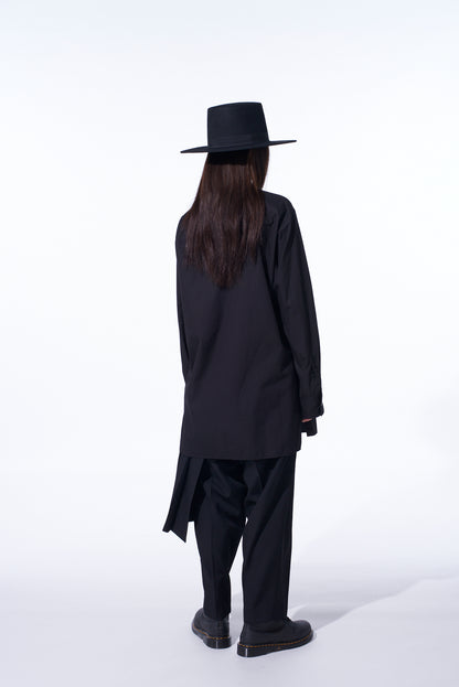 COTTON BROAD ASYMMETRICAL FRILL SHIRT