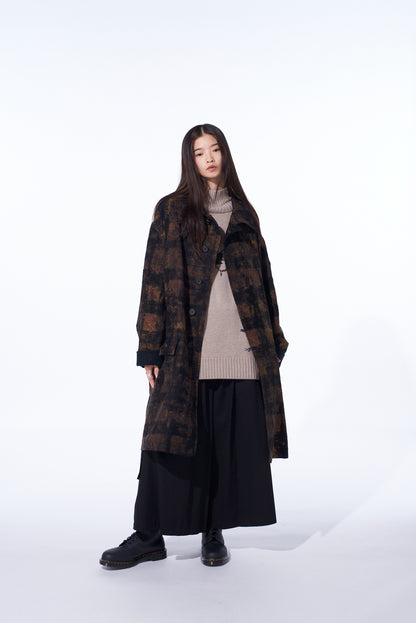 CHECK JACQUARD OVERSIZED SOUTIEN COLLAR COAT