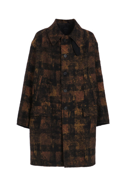 CHECK JACQUARD OVERSIZED SOUTIEN COLLAR COAT
