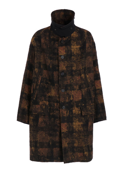 CHECK JACQUARD OVERSIZED SOUTIEN COLLAR COAT