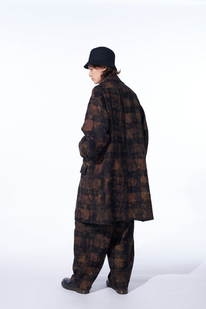 CHECK JACQUARD OVERSIZED SOUTIEN COLLAR COAT