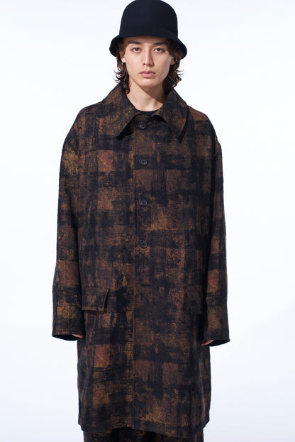 CHECK JACQUARD OVERSIZED SOUTIEN COLLAR COAT