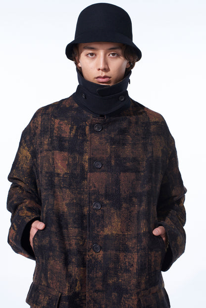 CHECK JACQUARD OVERSIZED SOUTIEN COLLAR COAT
