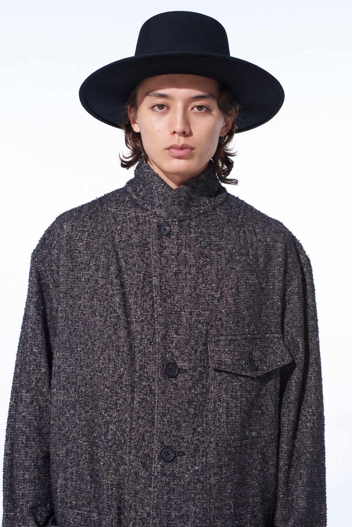 BRUSHED TWILL NEEDLE PUNCH SHOP COAT