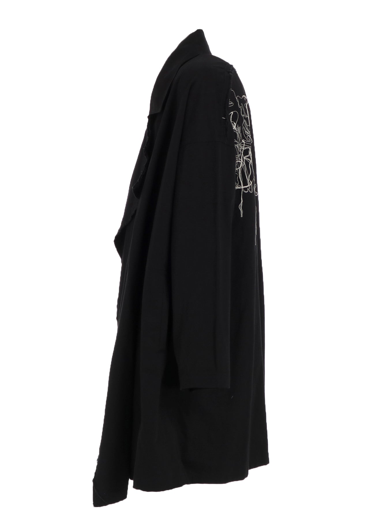 COTTON DRILL EMBROIDERY CUT-OUT DRAPE COAT