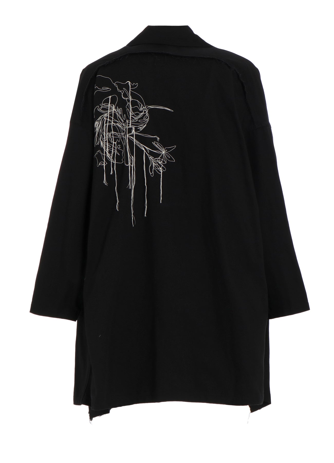 COTTON DRILL EMBROIDERY CUT-OUT DRAPE COAT
