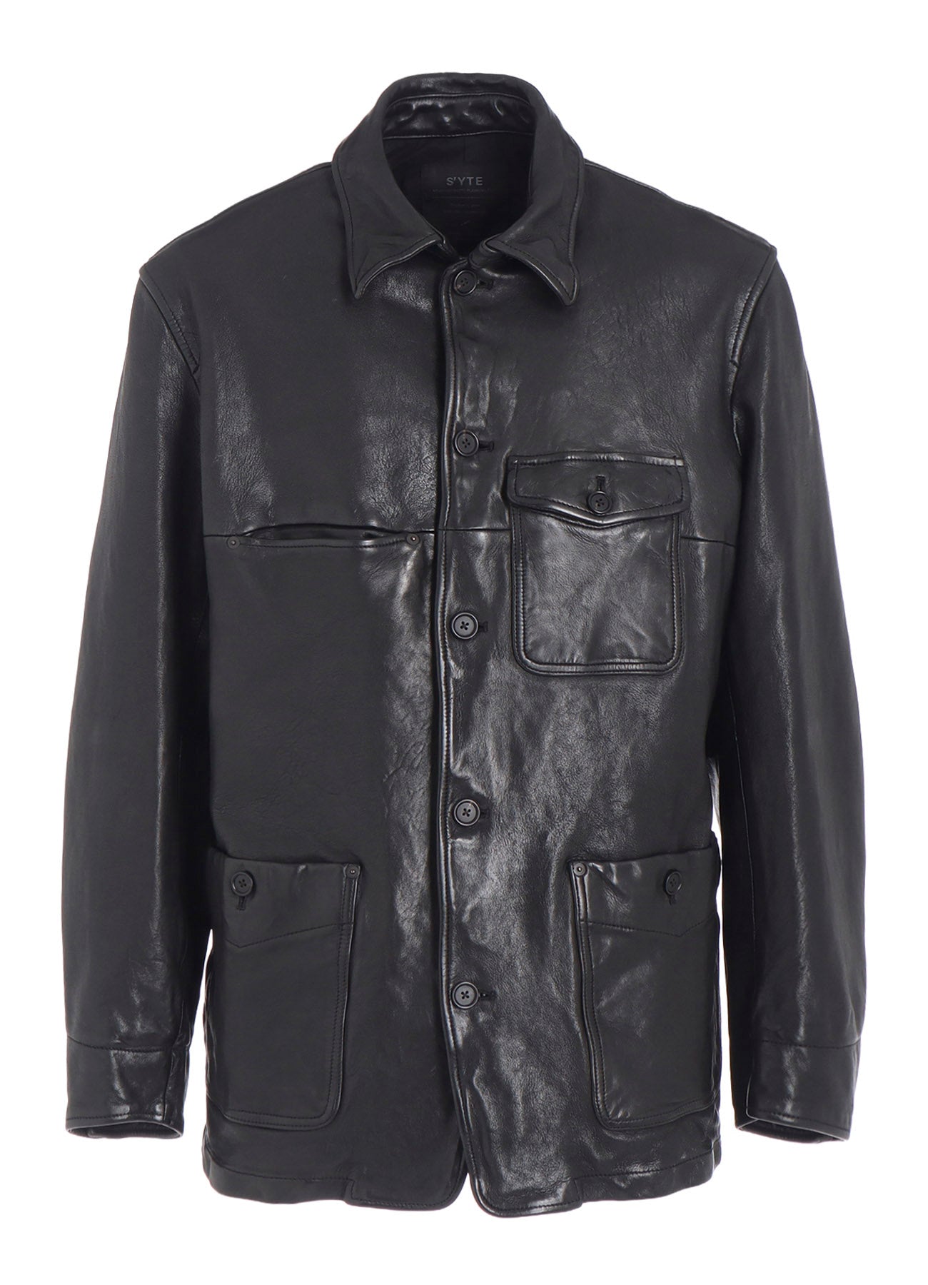 WASHED SHEEP LEATHER COVERALL WITH WORKWEAR DETAILS