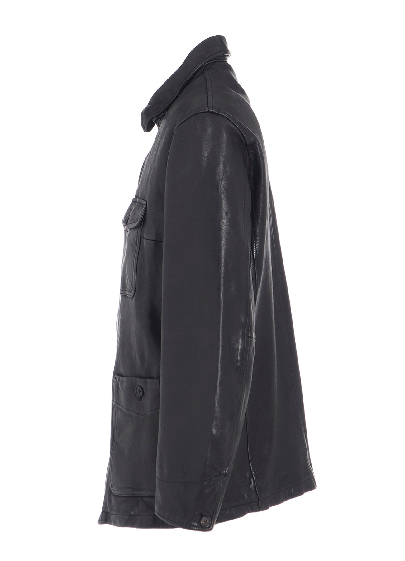 WASHED SHEEP LEATHER COVERALL WITH WORKWEAR DETAILS