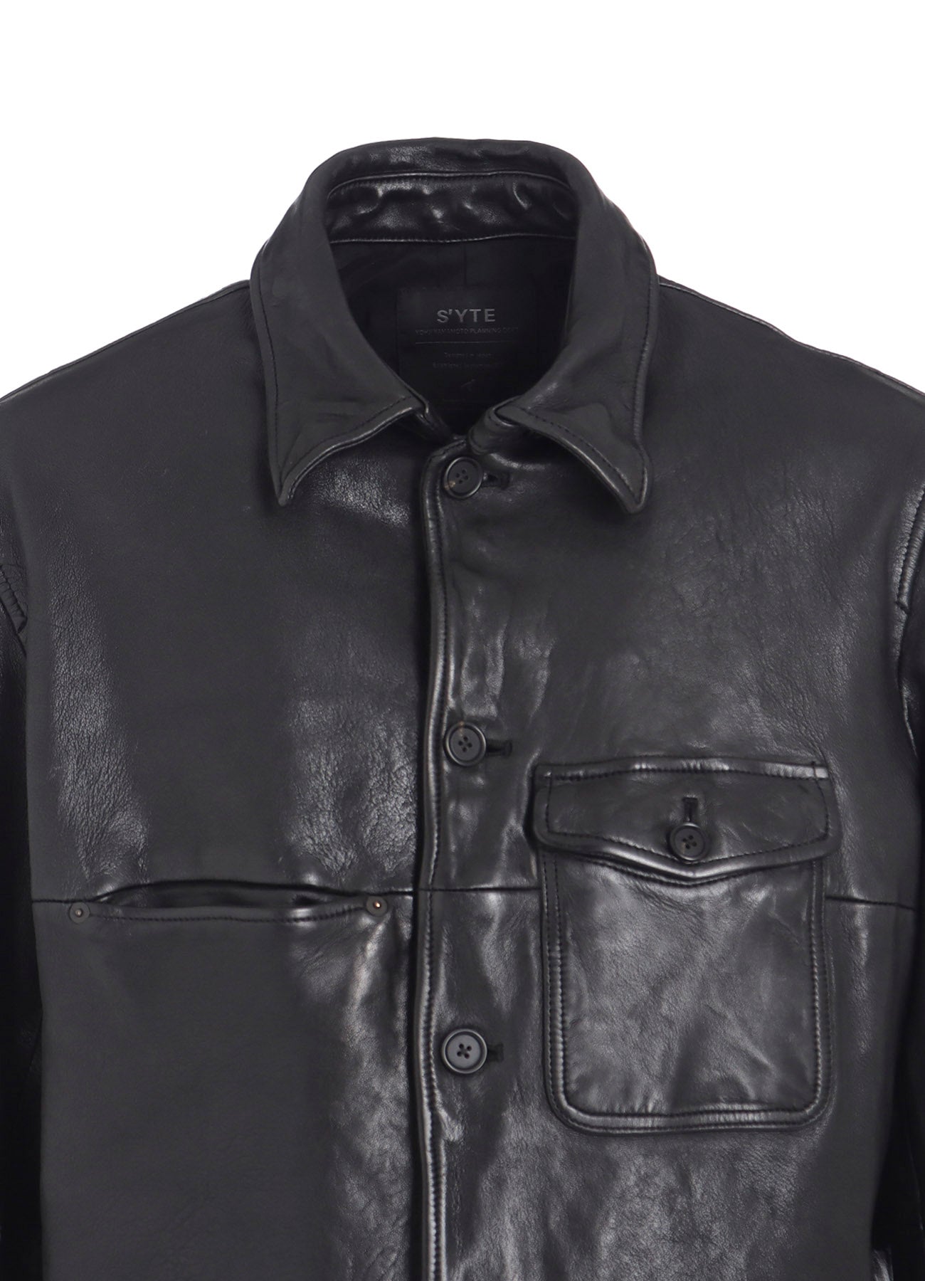WASHED SHEEP LEATHER COVERALL WITH WORKWEAR DETAILS