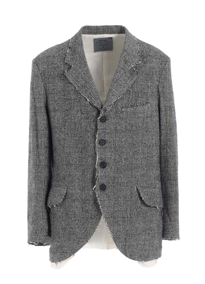 GLEN CHECK CUT-OUT HEM JACKET