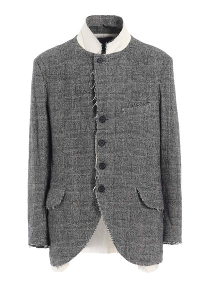 GLEN CHECK CUT-OUT HEM JACKET