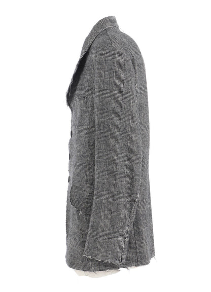 GLEN CHECK CUT-OUT HEM JACKET