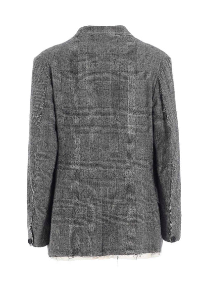 GLEN CHECK CUT-OUT HEM JACKET