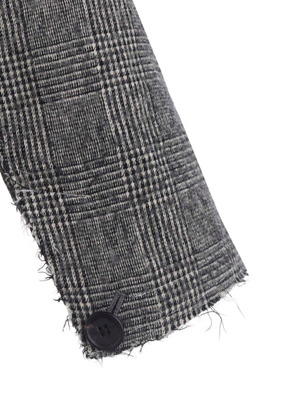 GLEN CHECK CUT-OUT HEM JACKET