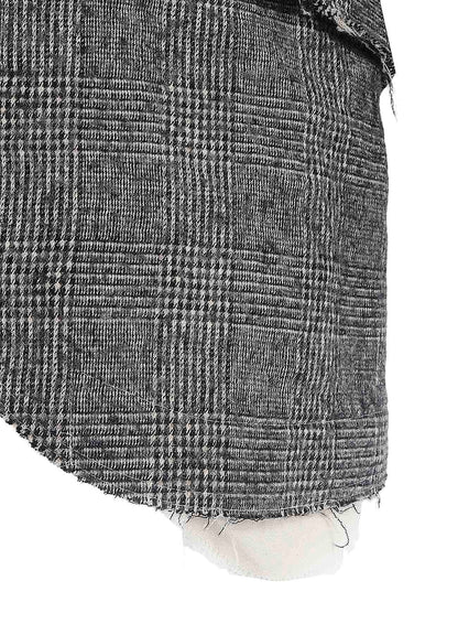 GLEN CHECK CUT-OUT HEM JACKET