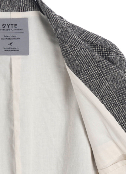 GLEN CHECK CUT-OUT HEM JACKET