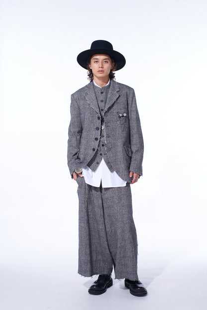 GLEN CHECK CUT-OUT HEM JACKET