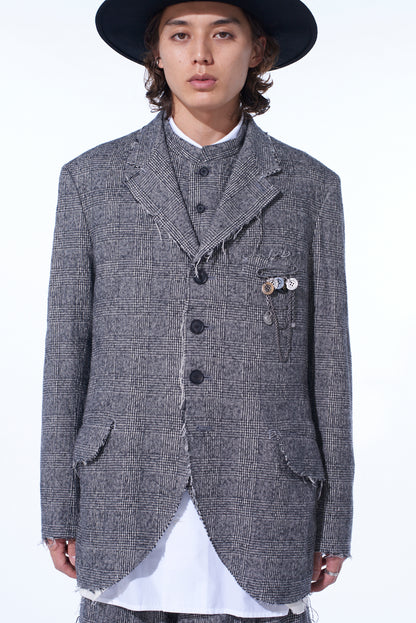 GLEN CHECK CUT-OUT HEM JACKET