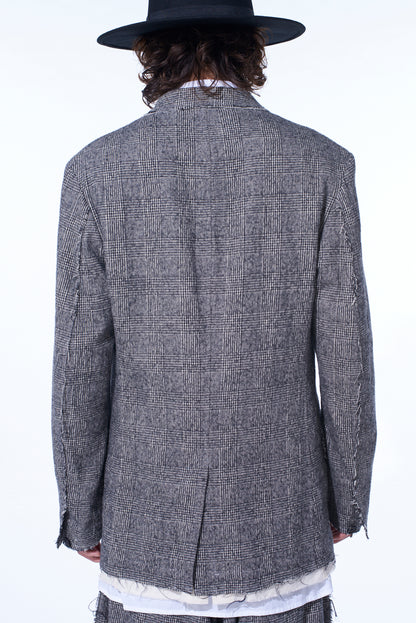 GLEN CHECK CUT-OUT HEM JACKET