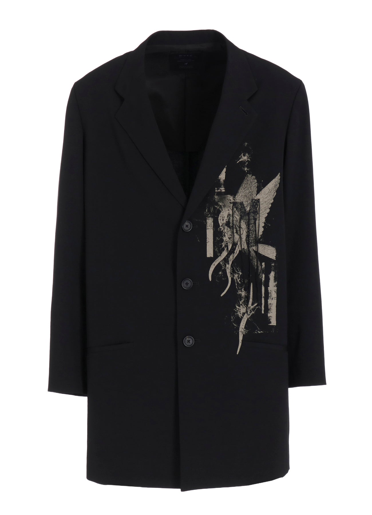 WASHER WOOL GABARDINE PRINT EMBROIDERY TAILORED JACKET
