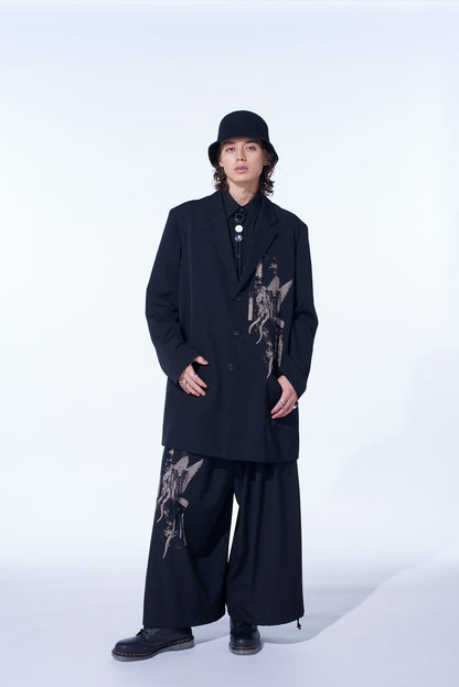 WASHER WOOL GABARDINE PRINT EMBROIDERY TAILORED JACKET