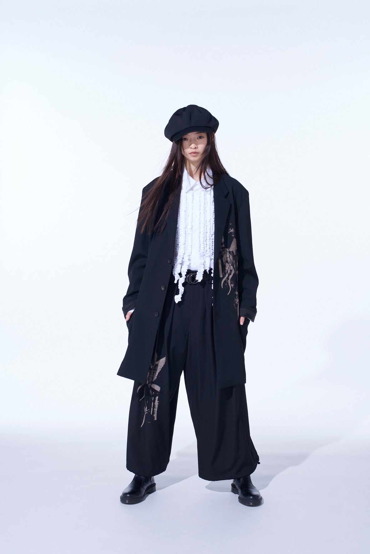 WASHER WOOL GABARDINE PRINT EMBROIDERY TAILORED JACKET