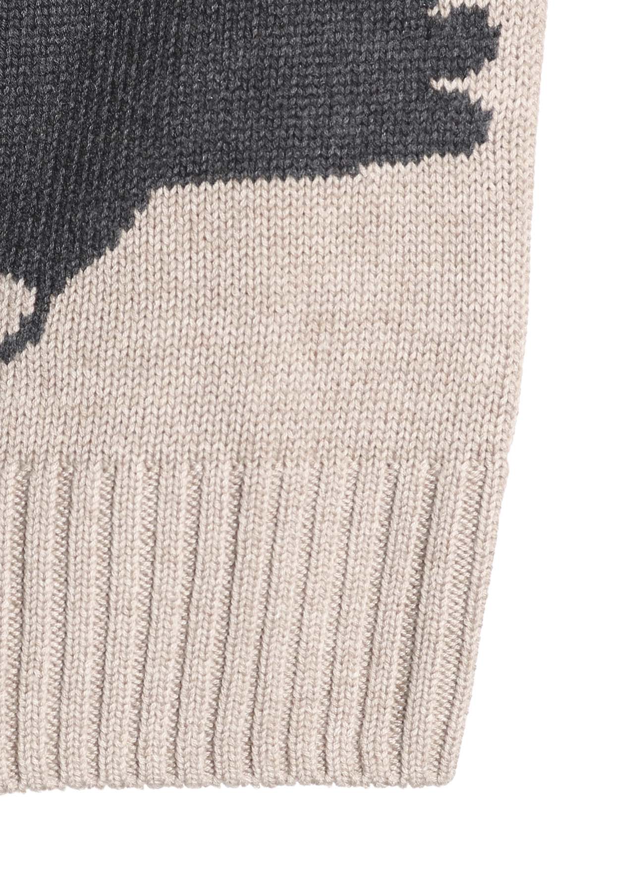7G WOOL-BLEND INTARSIA CROW-PATTERN HIGH NECK KNIT