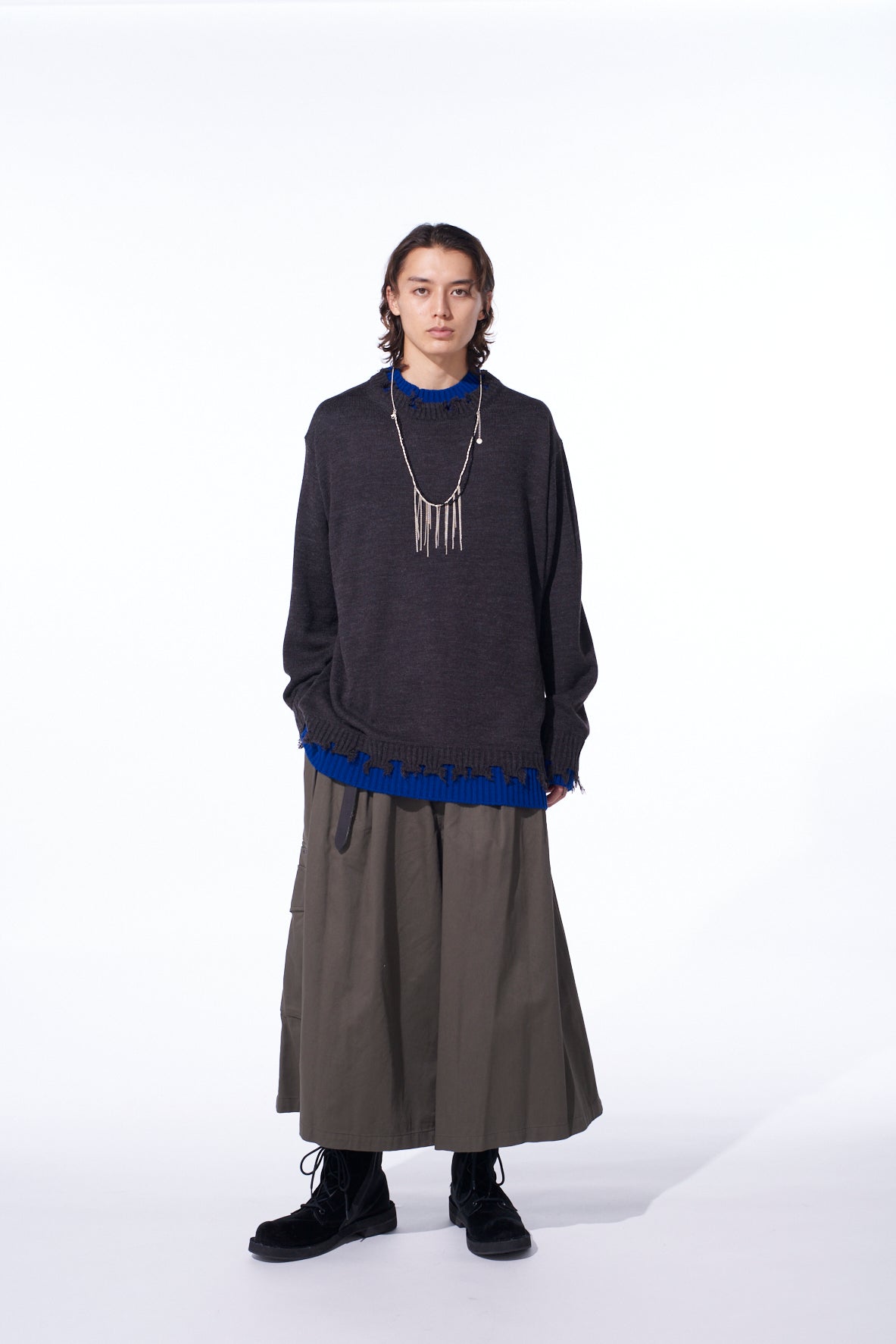 CORPILON BULKY WOOL COLOR-BLOCKED DAMAGE PULLOVER