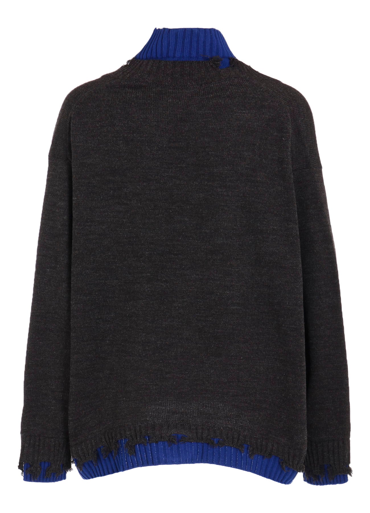 CORPILON BULKY WOOL COLOR-BLOCKED DAMAGE CARDIGAN