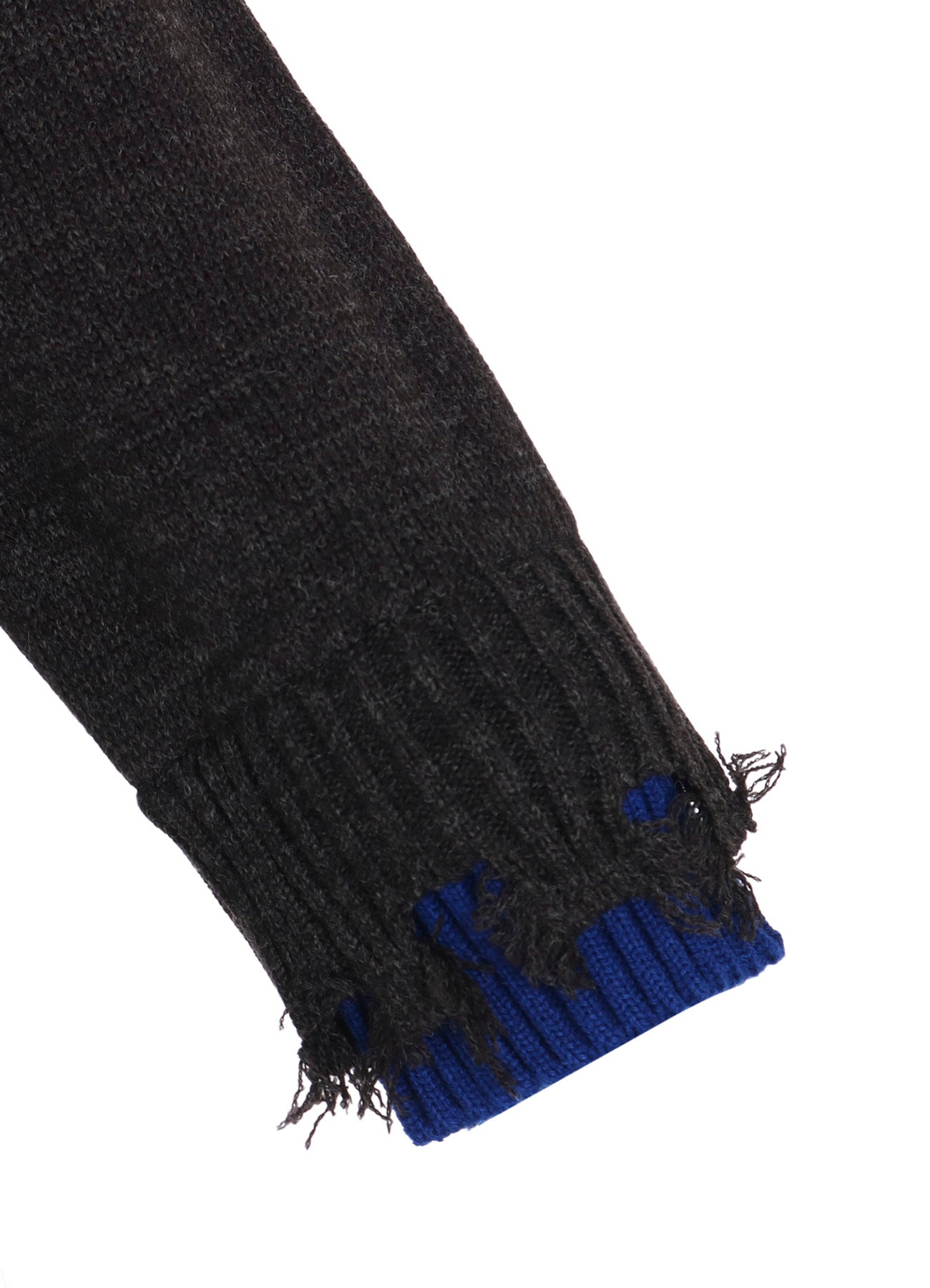 CORPILON BULKY WOOL COLOR-BLOCKED DAMAGE CARDIGAN