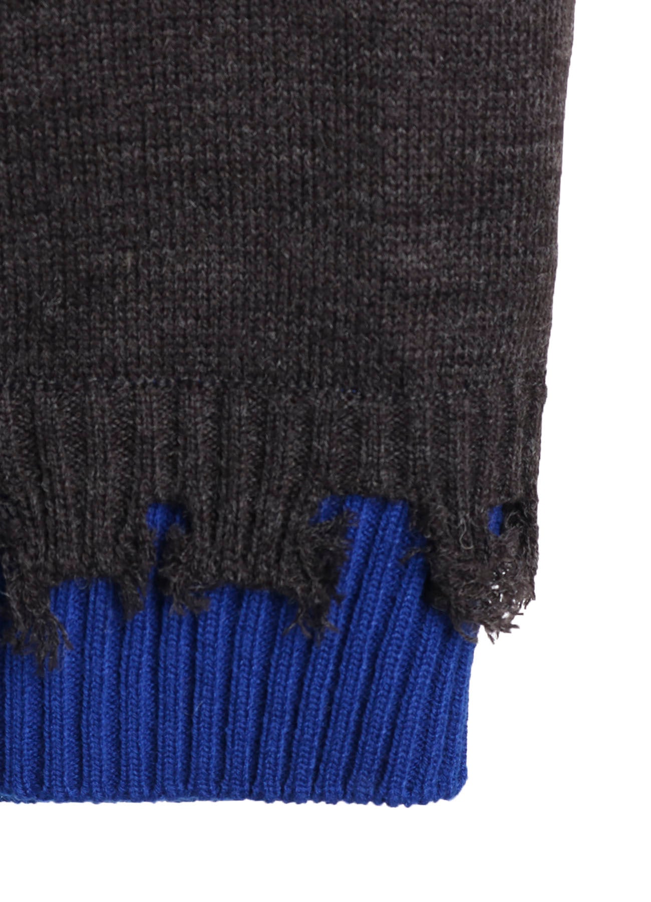 CORPILON BULKY WOOL COLOR-BLOCKED DAMAGE CARDIGAN