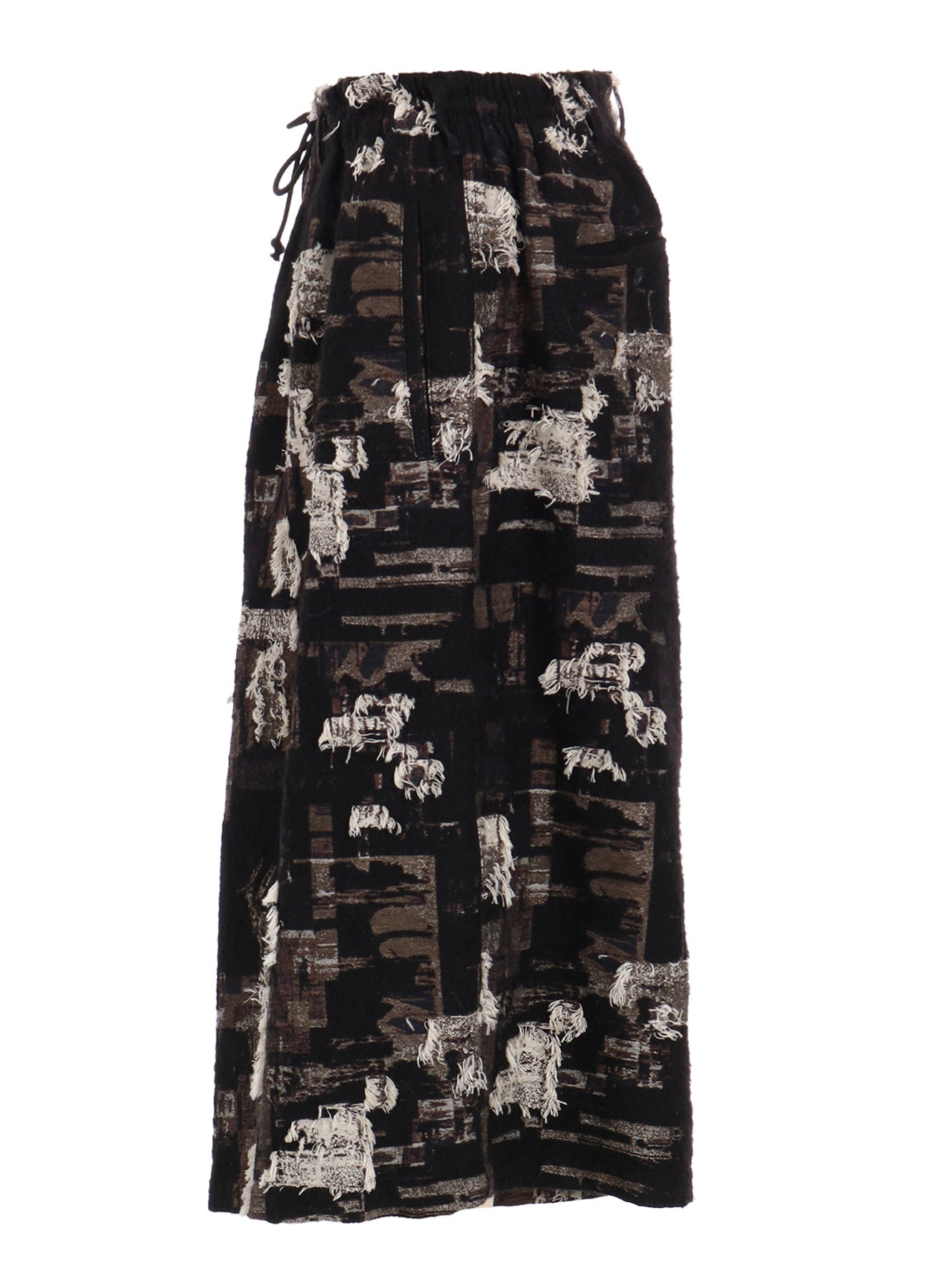 PATCHWORK CUT JACQUARD CULOTTE PANTS