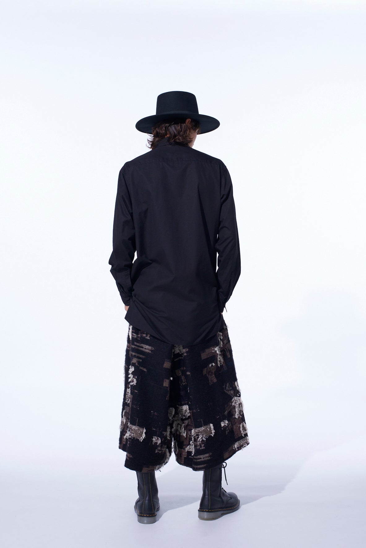 PATCHWORK CUT JACQUARD CULOTTE PANTS
