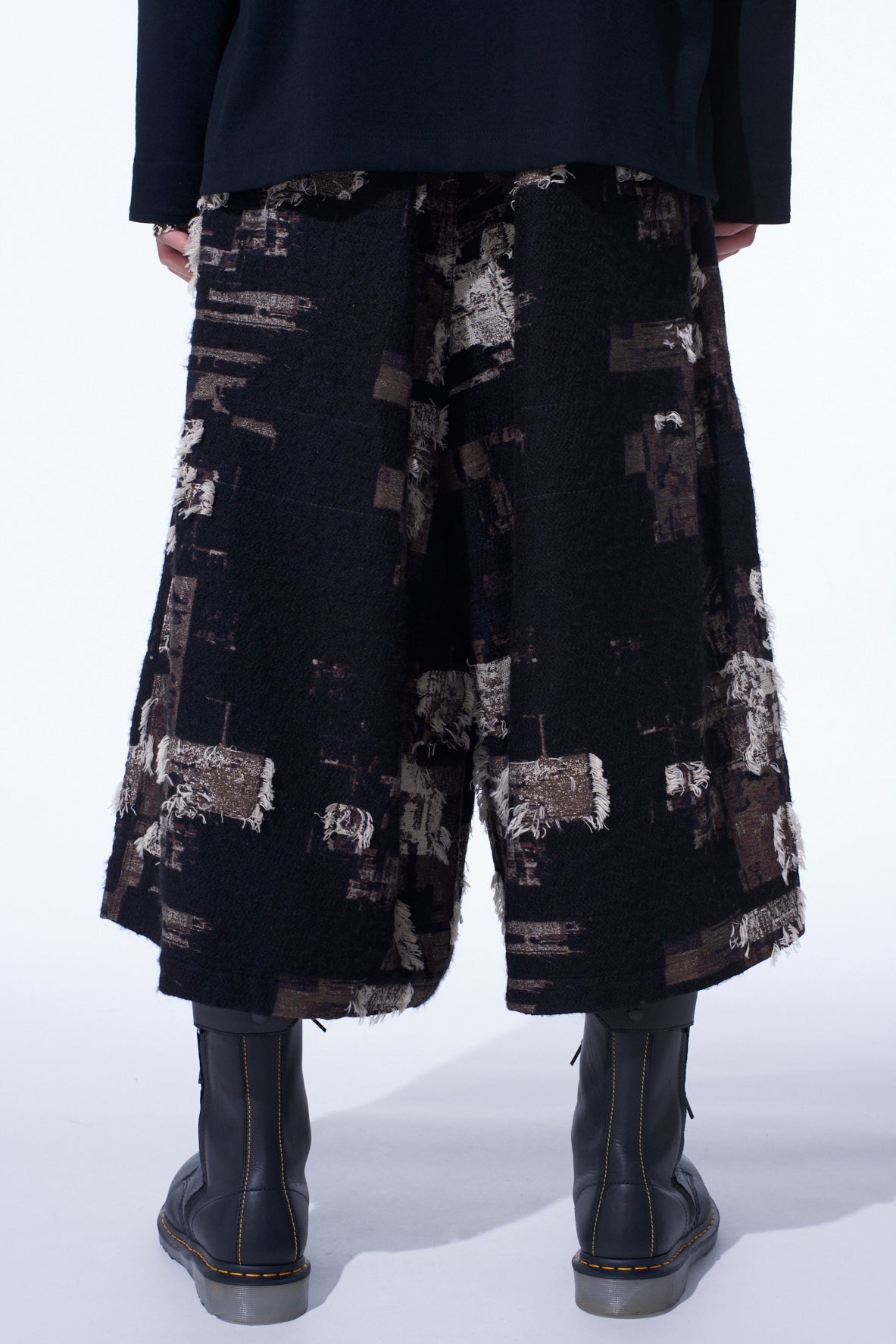 PATCHWORK CUT JACQUARD CULOTTE PANTS