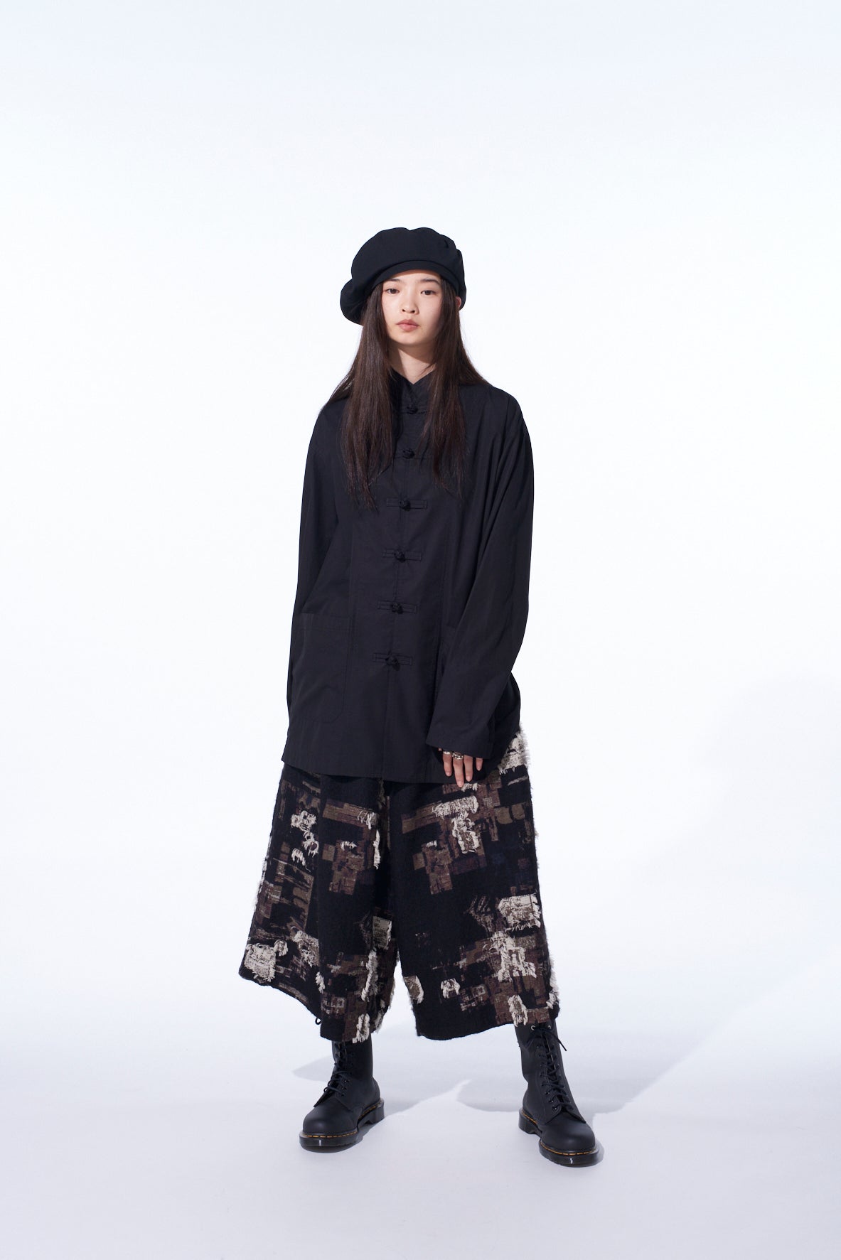 PATCHWORK CUT JACQUARD CULOTTE PANTS