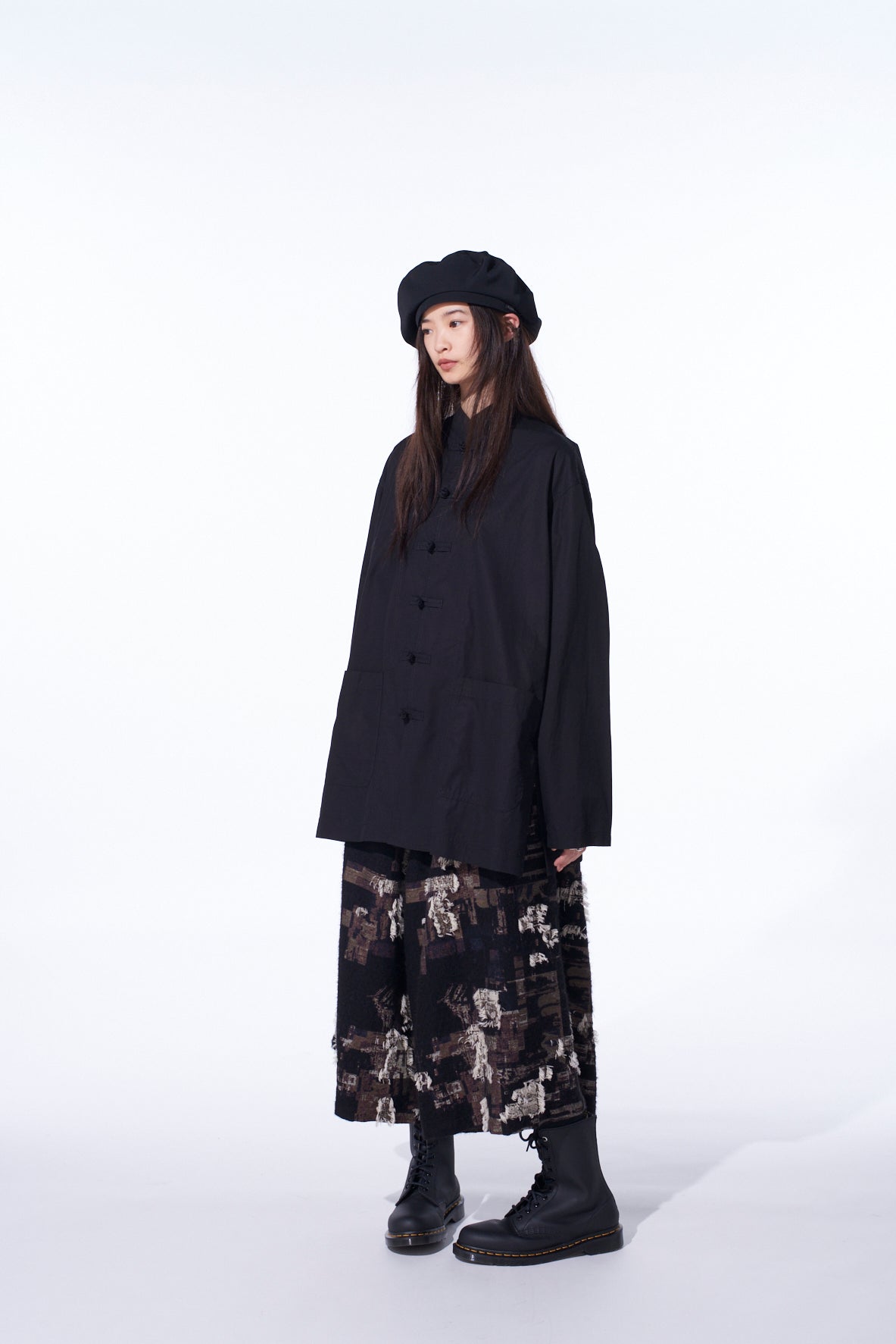 PATCHWORK CUT JACQUARD CULOTTE PANTS