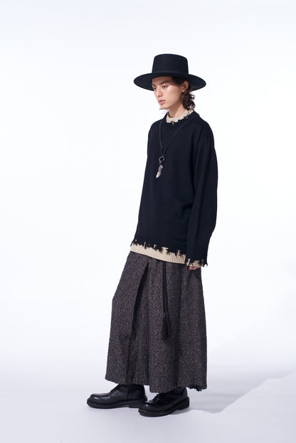 BRUSHED TWILL NEEDLE PUNCH ELASTIC HAKAMA PANTS