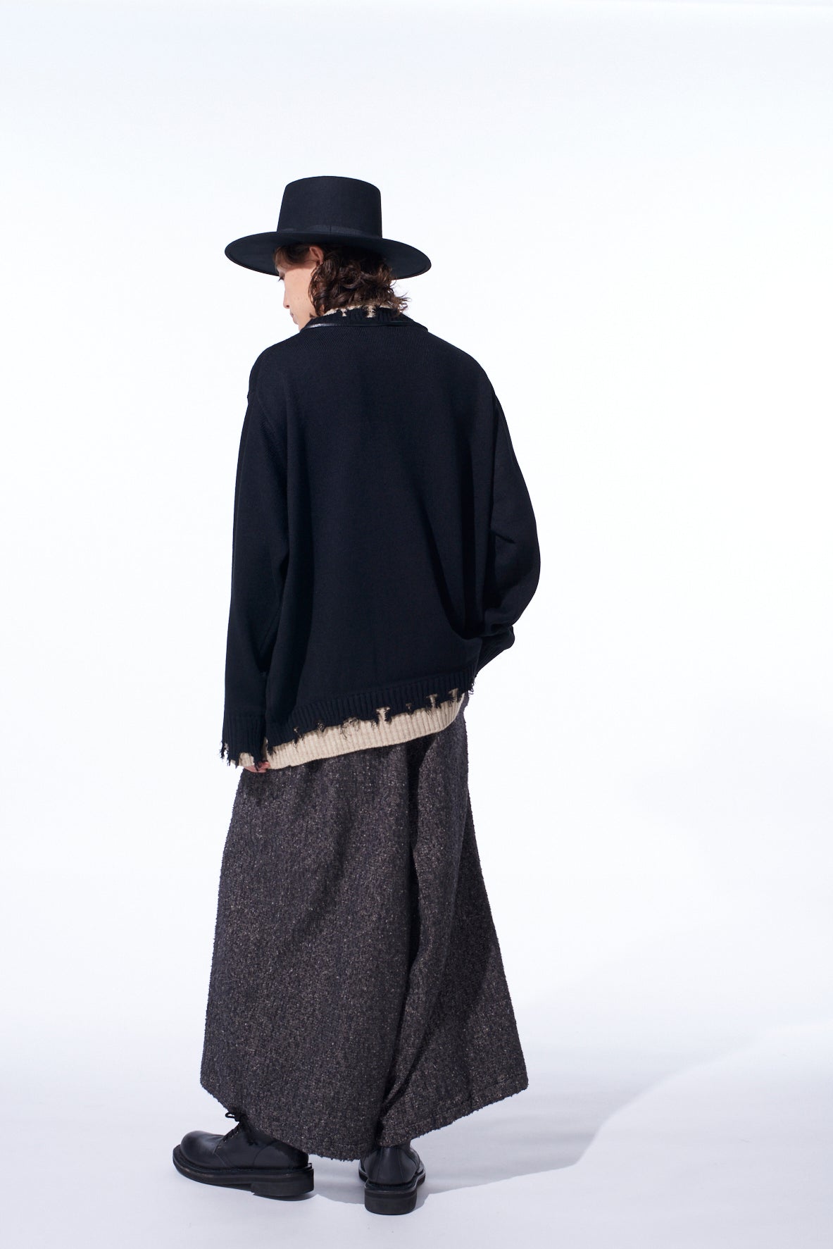 BRUSHED TWILL NEEDLE PUNCH ELASTIC HAKAMA PANTS