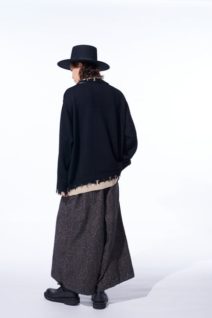 BRUSHED TWILL NEEDLE PUNCH ELASTIC HAKAMA PANTS