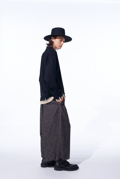 BRUSHED TWILL NEEDLE PUNCH ELASTIC HAKAMA PANTS