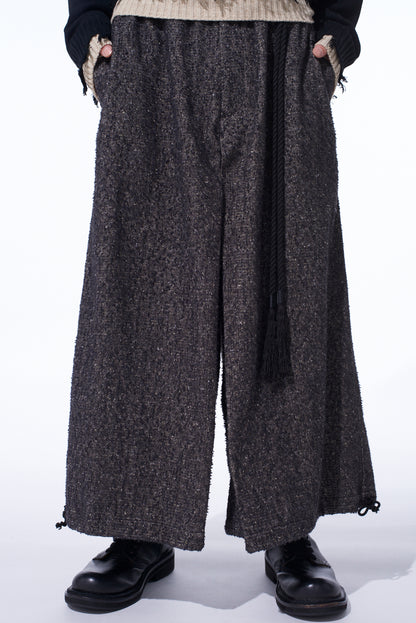 BRUSHED TWILL NEEDLE PUNCH ELASTIC HAKAMA PANTS