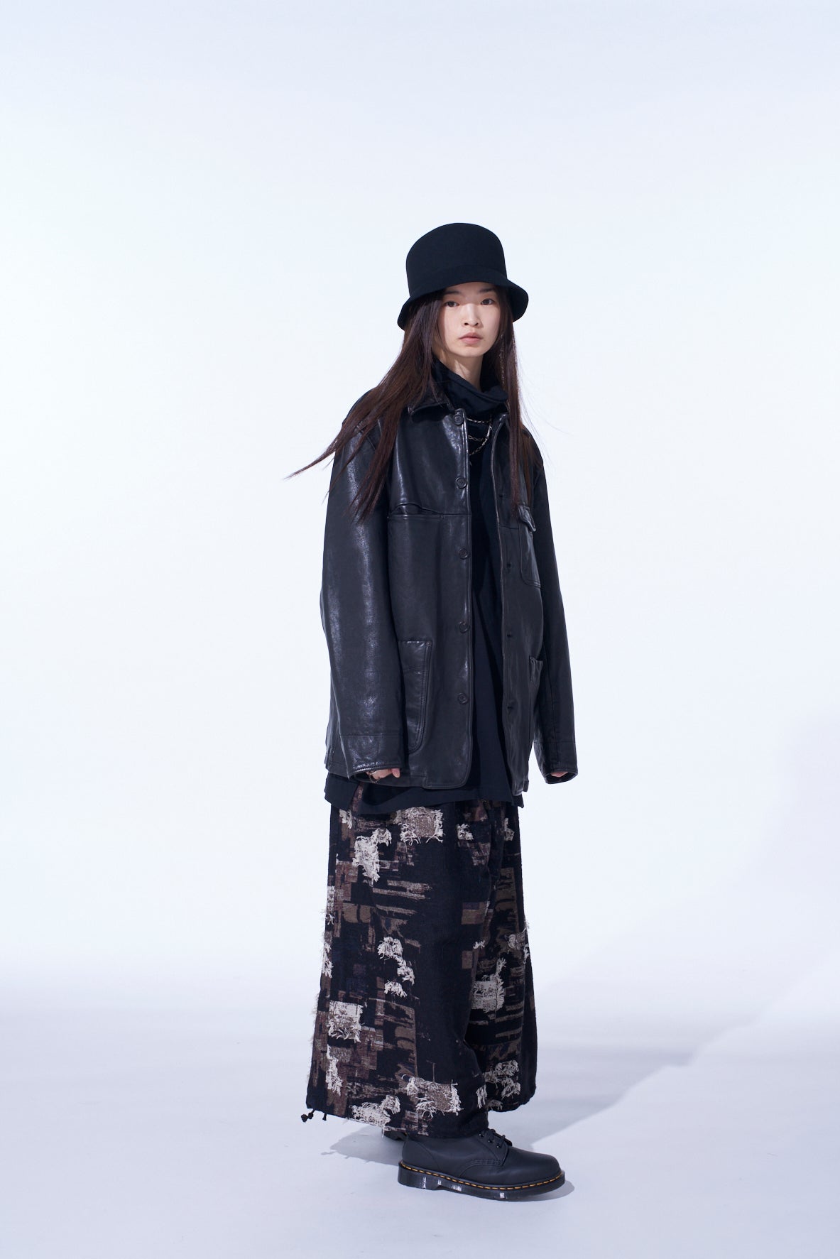 PATCHWORK CUT JACQUARD BALLOON PANTS