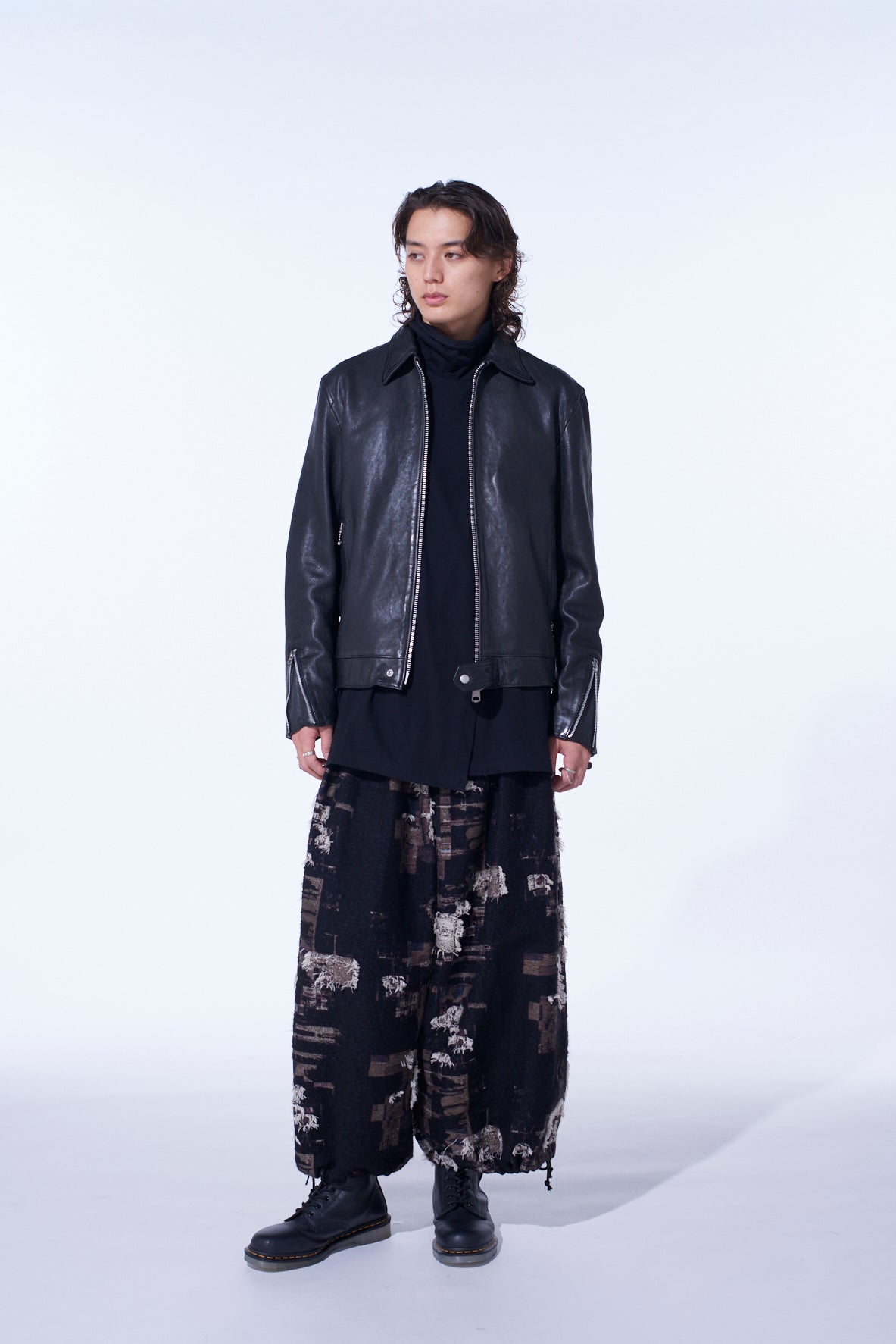 PATCHWORK CUT JACQUARD BALLOON PANTS