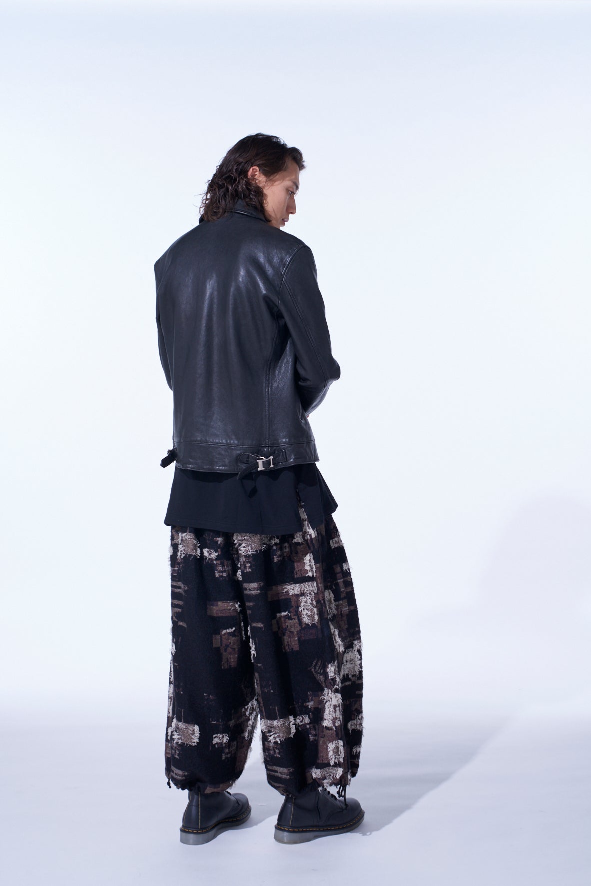 PATCHWORK CUT JACQUARD BALLOON PANTS