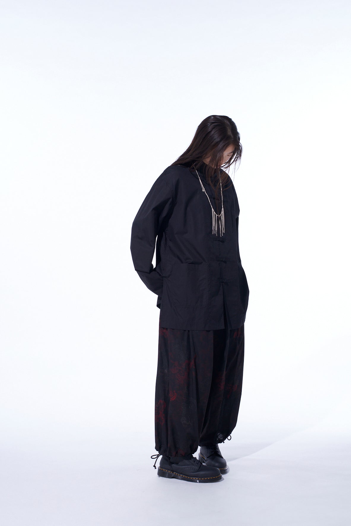 RAYON CRIMSON LACE PRINT BALLOON PANTS