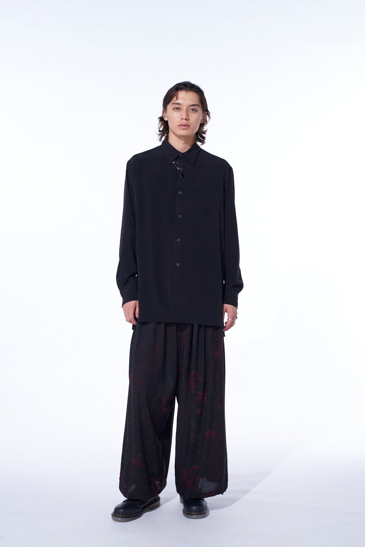 RAYON CRIMSON LACE PRINT BALLOON PANTS