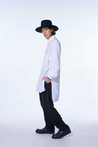 CREPE de CHINE SHIRRING POCKETS TAPERED PANTS